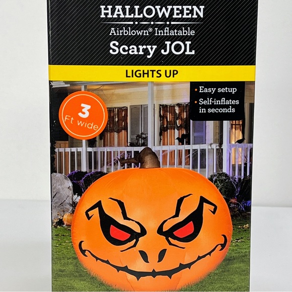 Halloween HUGE Jack-o-Lantern 3' Inflatable Scary Airblown Lit Yard Deco Pumpkin - Picture 3 of 8